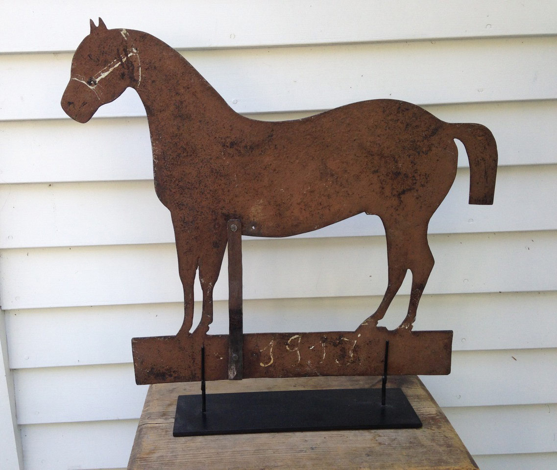 Dated sheet metal horse weathervane